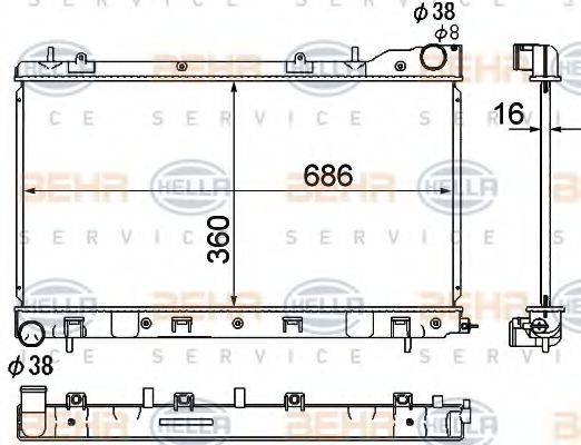 BEHR HELLA SERVICE 8MK376790281 Радіатор, охолодження двигуна