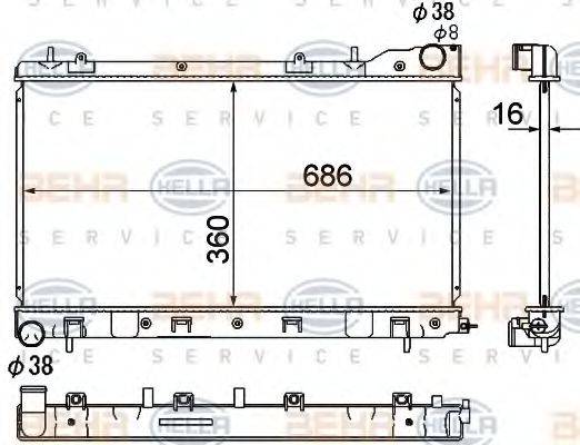 HELLA 8MK376790281 Радіатор, охолодження двигуна